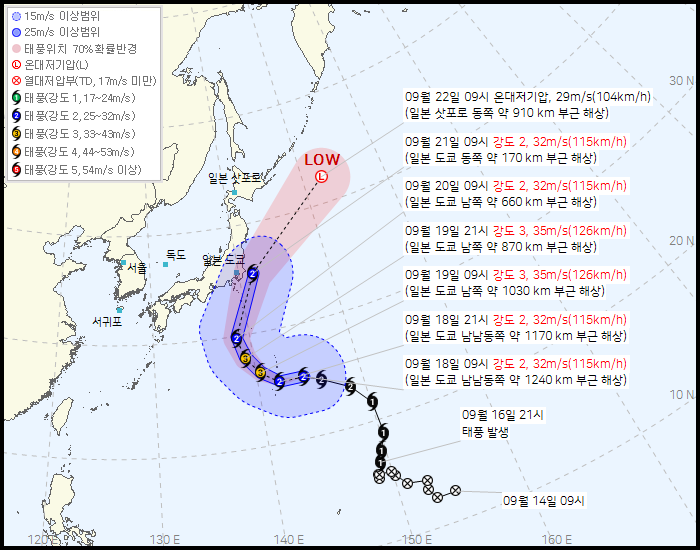 제 25호 태풍 두쥐안(DUJUAN) 발생 경로